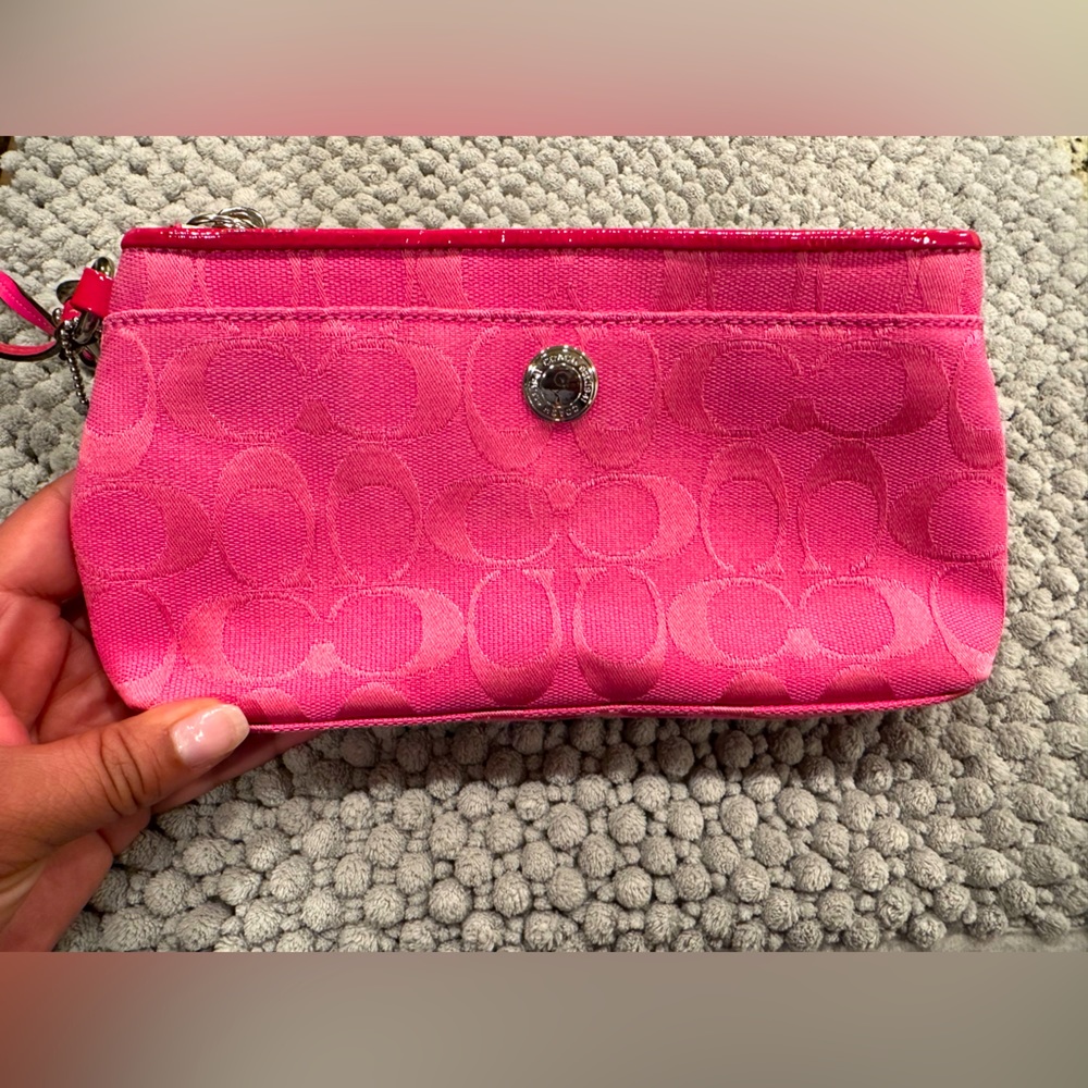 Coach Signature pink clutch wristlet